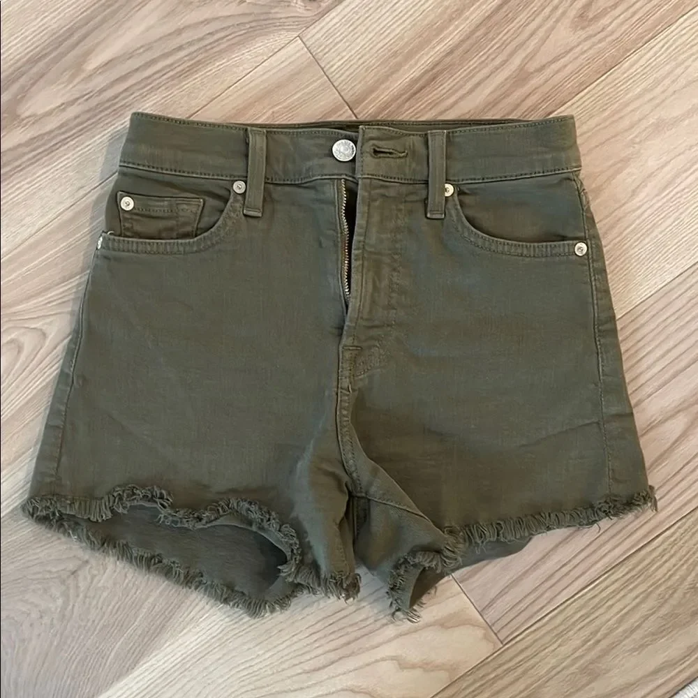 7 For All Mankind High Waist Green Shorts